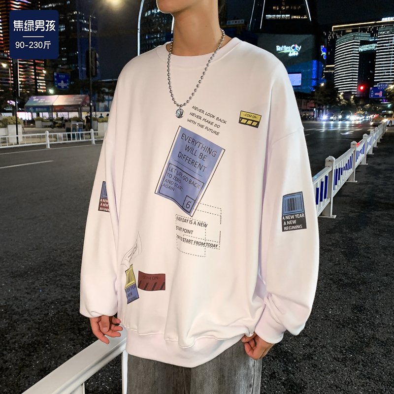 Sweater men's Pullover crew neck fall 2020 New Youth Korean loose large lazy printed top fashion