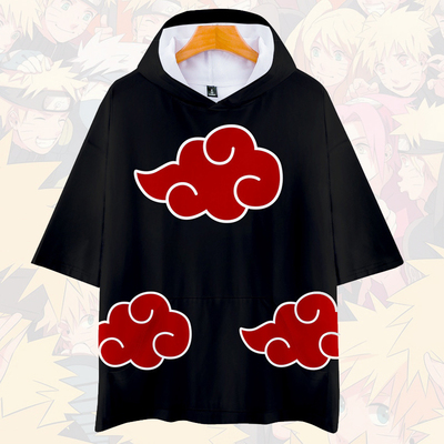 taobao agent Naruto, Japanese T-shirt, jacket, sweatshirt, sleeves, scarf, cosplay, with short sleeve