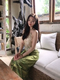 Летняя одежда из Мьянмы, юбка в складку, длинная юбка, Таиланд, с акцентом на бедрах, высокая талия
