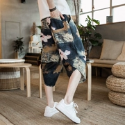Phong cách Trung Quốc áo crop top quần mùa hè gió quốc gia lỏng lẻo quần rộng chân cộng với phân bón XL chất béo thủy triều