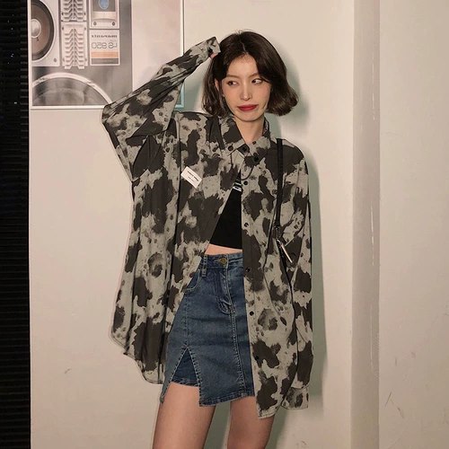 Осенняя ретро рубашка, французский стиль, коллекция 2021, оверсайз