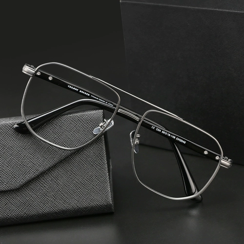 Мудюанский ретро ретро резовый резной пилот Шуанлян Глассные очки рама зеркальный рамка мужская прилив Super Light Pure Titanium Женщины могут быть в паре с глазами