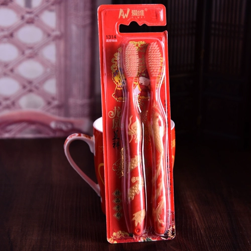 Зубная щетка для влюбленных, мягкие красные свадебные туфли, комплект, дракон и феникс