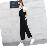2019 những người phụ nữ phiên bản Hàn Quốc của dây đeo voan giản dị eo cao kết hợp chân rộng rộng yếm nữ mùa hè - Cộng với kích thước quần áo quần túi hộp nữ