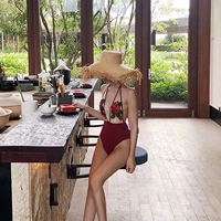 2019ins áo tắm nữ gợi cảm quyến rũ trong suốt thêu hoa hồng bikini sâu V cao eo áo tắm một mảnh - Bộ đồ bơi One Piece đồ bơi liền thân bé gái