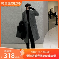 Демисезонное длинное шерстяное трендовое шерстяное пальто для мальчиков, в корейском стиле