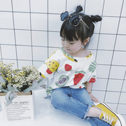 Cô gái mùa xuân và mùa thu 2018 new baby ngắn tay T-Shirt cotton trẻ em Hàn Quốc phiên bản của nhóm áo sơ mi giá mua-9.9