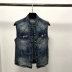 Phong cách Trung Quốc Tang phù hợp với khóa retro cá tính denim vest nam nam Slim đẹp trai áo khoác không tay vest - Dệt kim Vest Dệt kim Vest