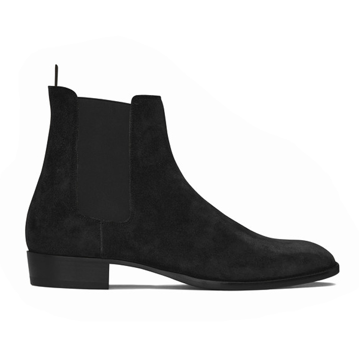 Black Matte, 3Cm HeelEurope and America summer CHELSEA BOOT Chelsea boots male Sharp point genuine leather Britain Deer skin Gao Bang Martin boots male tide