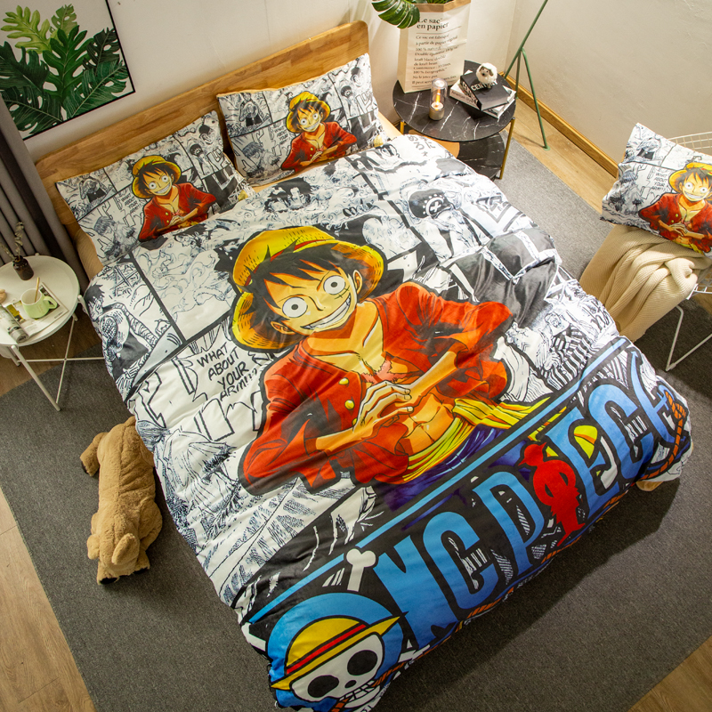 Deep PurpleCartoon comic Naruto sheet Four piece suit Yu Zhibo Weasel Quilt cover sheet dormitory Three piece set thickening keep warm