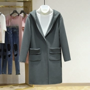 [Philippines] màu rắn trùm đầu hai mặt áo khoác nữ phần dài hai mặt len ​​coat mall rút tủ giảm giá quần áo của phụ nữ