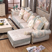 Hiện đại nhỏ gọn vải sofa kích thước căn hộ phòng khách Châu Âu đa người sofa vải kết hợp chaise longue gỗ rắn sofa ghế sofa phòng khách nhỏ