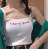 Ulzzang vest mùa hè 2018 new Hồng Kông hương vị retro chic chữ thêu sinh viên sling áo sơ mi nữ áo kiểu nữ Áo ba lỗ