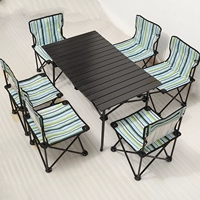 1 Алюминиевый сплав длинный стол+6 полосатого кресла для ткани