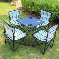 1 Стол из синего ткани+4 полосатого кресла (синий стол)