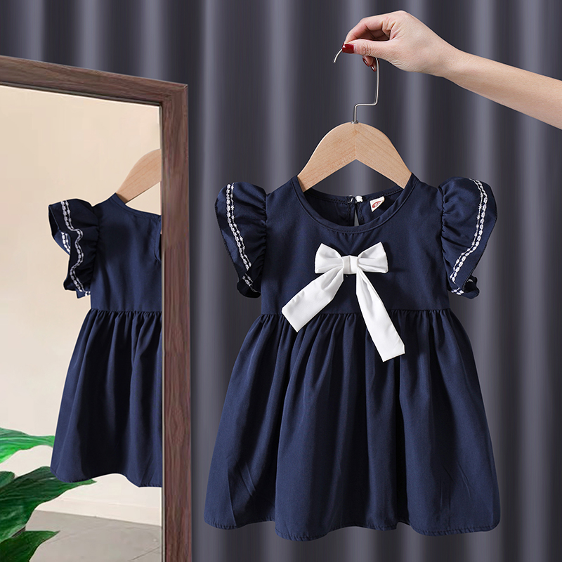 Tibetan Green2021 new pattern girl cheongsam Dress summer girl Lace Foreign style skirt baby Retro Chinese style Princess Dress