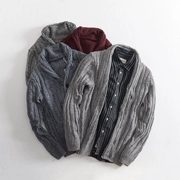 Khí chất thanh lịch! Mùa thu và mùa đông nam cổ chữ V dày áo len dày đan áo len Nhật Bản áo len bình thường