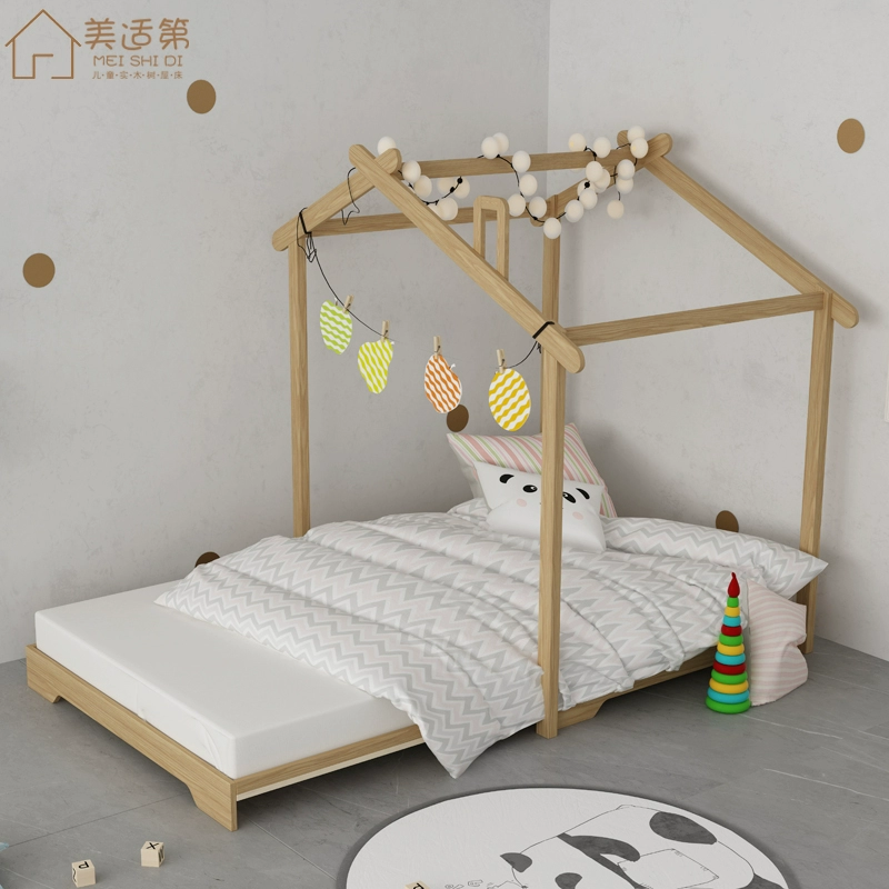 Thiết kế ban đầu cho trẻ em nhà gỗ giường gỗ sồi Bắc Mỹ gỗ rắn hiện đại tối giản có thể thu vào nhà trẻ em giường nam - Giường