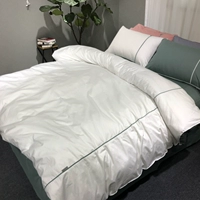 Khách sạn năm sao Bộ đồ giường bốn mảnh cotton đơn giản màu đơn sắc 1,8m ga trải giường đôi - Bộ đồ giường bốn mảnh gối kèm chăn