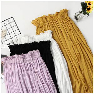 Mùa hè mới của phụ nữ Hàn Quốc phiên bản của eo cao là mỏng màu gỗ rắn tai Một váy từ váy thời trang váy hoang dã GY