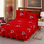Giường che giường váy loại dày giường bìa duy nhất mảnh bảo vệ bìa Hàn Quốc trải giường trượt ren tấm ga trải giường lá sen giường váy