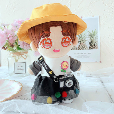 taobao agent Spot 20 cm baby clothes black lace bubble skirt yellow fisherman hat 20cm doll cloth doll