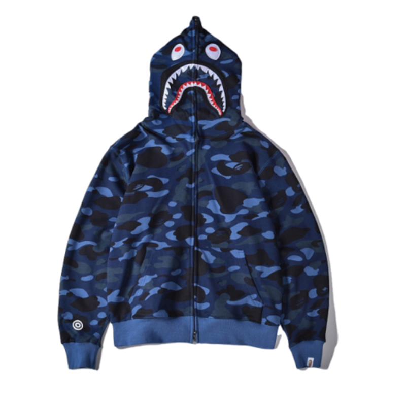 Camouflage BlueChaopai ins Go through Genuine BAPE loose coat shark camouflage Luminous Sweater men and women Couples dress Spring and Autumn Hoodie