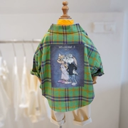 Chơi với tôi cửa hàng quần áo trẻ em áo sơ mi trẻ em 2019 phiên bản tiếng Hàn mới của kẻ sọc cotton in hình áo sơ mi đẹp trai - Áo sơ mi