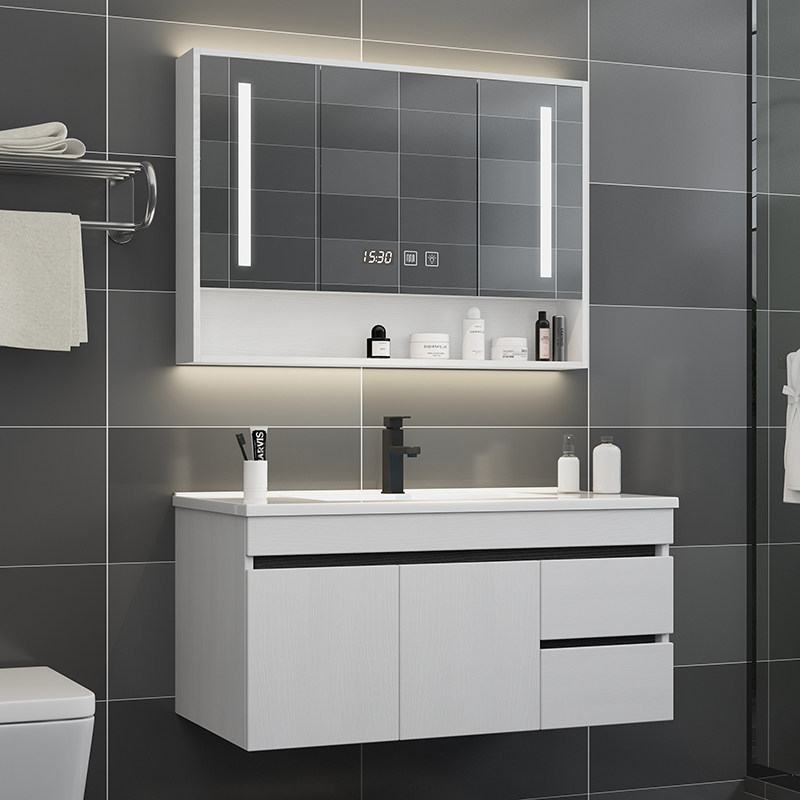 gương lavabo đẹp Nội các phòng tắm bằng gỗ nguyên hạt kết hợp hiện đại tủ gương trong phòng tắm bộ tủ gương phòng tắm