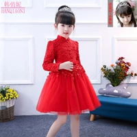 Váy bé gái mùa đông váy mới phong cách Trung Quốc big boy đỏ cộng với váy công chúa nhung set bộ vest bé trai kèm cavat