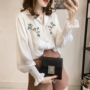 Fat mm thời trang áo sơ mi dài tay Hàn Quốc cộng với phân bón XL Nữ 200 kg áo sơ mi dài tay lỏng lẻo áo sơ mi trắng nữ form rộng