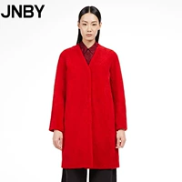 Áo khoác nữ JNBY Jiangnan Vải Ole Áo khoác cổ chữ V mùa thu và mùa đông 5G028027 - Faux Fur áo phao lót lông