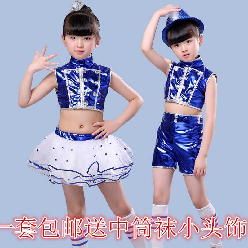 Ngày thiếu nhi Trang phục biểu diễn múa hiện đại Jazz dành cho trẻ mẫu giáo Trang phục biểu diễn trẻ em gái Trang phục khiêu vũ Váy phồng có dây - Trang phục