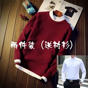 Áo len nam mùa đông mới màu rắn áo thun áo len cặp đôi sinh viên áo len ấm áp xu hướng áo len Hàn Quốc