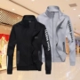 Thể thao nam áo khoác mùa xuân và mùa thu chạy áo sơ mi giản dị dài tay áo len cardigan phần mỏng cổ áo jacket jacket quần áo áo khoác tập gym nữ