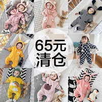 Jumpsuit sơ sinh áo khoác mùa đông dày cho trẻ sơ sinh cộng với nhung ra khỏi áo mặc romper phim hoạt hình quần áo trẻ em mùa đông jumpsuit trẻ em thu đông