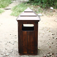 Наружный антикоррозивный сплошной древесина ретро -мусор бункер на открытом воздухе деревянный двор мусорной бак