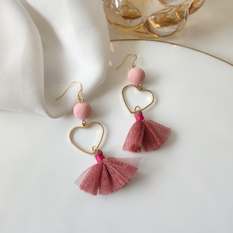 Lemon YellowSpecial Offer feedback temperament Spring and summer new pattern love Pearl Earrings Sweet Versatile Earrings Collection girl Ear Studs Ear clip