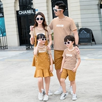 Cha mẹ mặc con mùa hè 2019 mới gia đình ba người bốn gia đình đầy đủ mẹ và mẹ mặc mẹ và con gái dây đeo phù hợp với váy - Trang phục dành cho cha mẹ và con áo thun gia đình