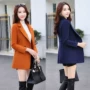 Phiên bản Hàn Quốc của áo khoác len 2017 mùa xuân và mùa đông nữ mới dài áo khoác Nini dày eo thon áo khoác dạ dài nữ