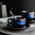 Campanulaceae gốm cốc cà phê và chiếc đĩa đặt sáng tạo cốc ăn sáng trà chiều phong cách Nhật Bản retro đơn giản đồ dùng màu xanh Cà phê