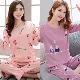 Bộ đồ ngủ nữ tay dài phiên bản Hàn Quốc ngọt ngào 2022 mùa xuân và mùa hè mới cotton nguyên chất có thể mặc bên ngoài bộ đồ ở nhà dễ thương