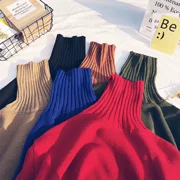 Hồng Kông phong cách mùa thu và mùa đông lưới áo len cao cổ màu đỏ nam Slim lười bên trong áo len ulzzang đôi áo len thủy triều