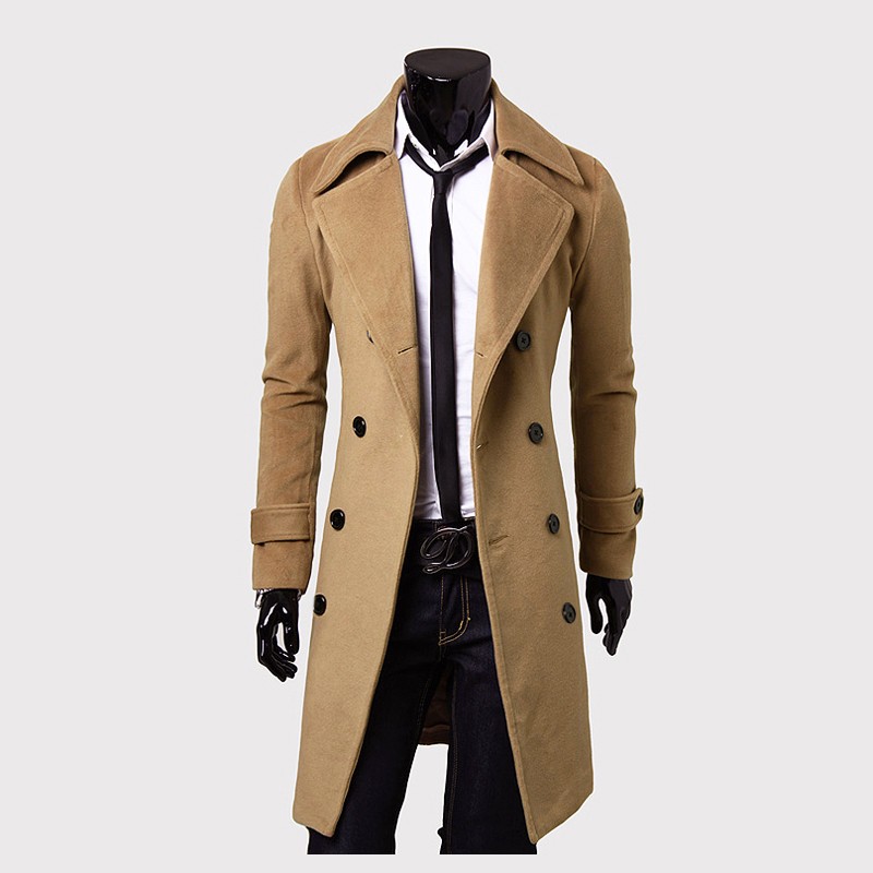 Camel F68 Double Row DeductionWoolJacketWindbreakerMen " sOvercoatCashmereTrenchCoats