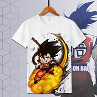 Dragon Ball Tôn Ngộ Không Dragon Ball Siêu Super Saiyan Phim Hoạt Hình Ngắn Tay Áo T-Shirt Anime Ngoại Vi Trẻ Em Mặc ảnh sticker buồn