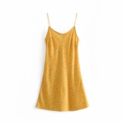 Châu Âu và Hoa Kỳ 2019 hè mới dành cho nữ màu vàng in hoa ngắn váy ngắn Váy ngắn A-line - A-Line Váy