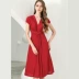 Váy quấn cổ chữ V màu đỏ tuyệt đẹp mùa hè 2021 tính khí mới thời trang phụ nữ váy ôm mùa hè - Váy dài Váy dài