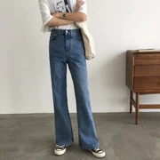 Mùa xuân 2019 mới của phụ nữ phiên bản Hàn Quốc của quần lửng cạp cao cạp cao giản dị quần jeans ống quần dài - Quần jean
