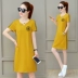 Đầm nữ mùa xuân hè 2019 Phiên bản Hàn Quốc mùa hè nhỏ tươi mới Áo thun nữ cổ chữ V rộng một chiếc váy chữ thủy triều - A-Line Váy A-Line Váy