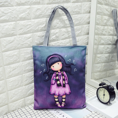 Music GirlFemale bag Korean version Cartoon lady high-capacity canvas handbag Fashion and leisure bag Versatile environment protection Shopping bag